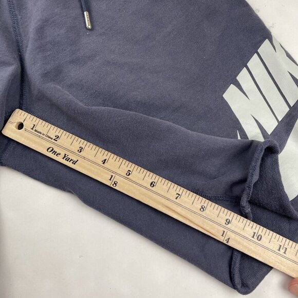 NIKE Sweat Shorts Men’s S Blue Cotton Swoosh Logo Gym Drawstring Elastic Waist - Picture 3 of 9